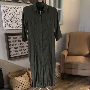 Chico's Olive Green Long Sleeve Tencel Dress